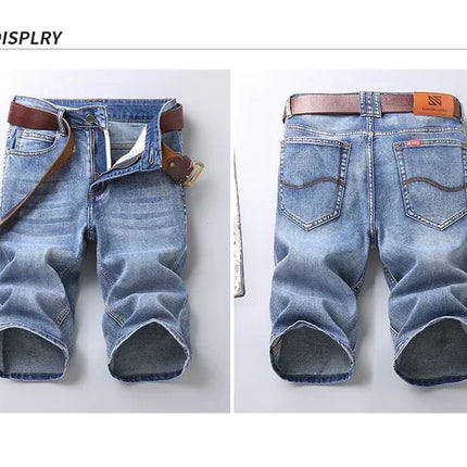 2025 Estate Marca Stretch Sottile Bermuda Masculina Cotone Denim Jeans Jorts Uomo Al Ginocchio Morbido Ropa Hombre Pantaloncini