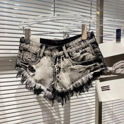 Pantaloncini di jeans Donna High Street Hotsweet Casual Vita bassa Bordi grezzi Fori A-line Stile coreano Y2k Pantaloncini estivi per ragazze piccanti