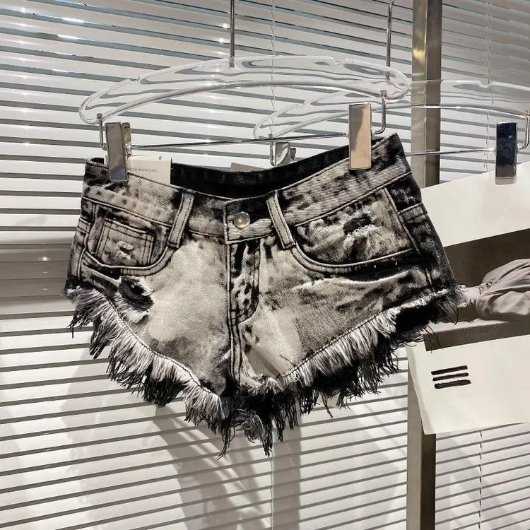 Pantaloncini di jeans Donna High Street Hotsweet Casual Vita bassa Bordi grezzi Fori A-line Stile coreano Y2k Pantaloncini estivi per ragazze piccanti