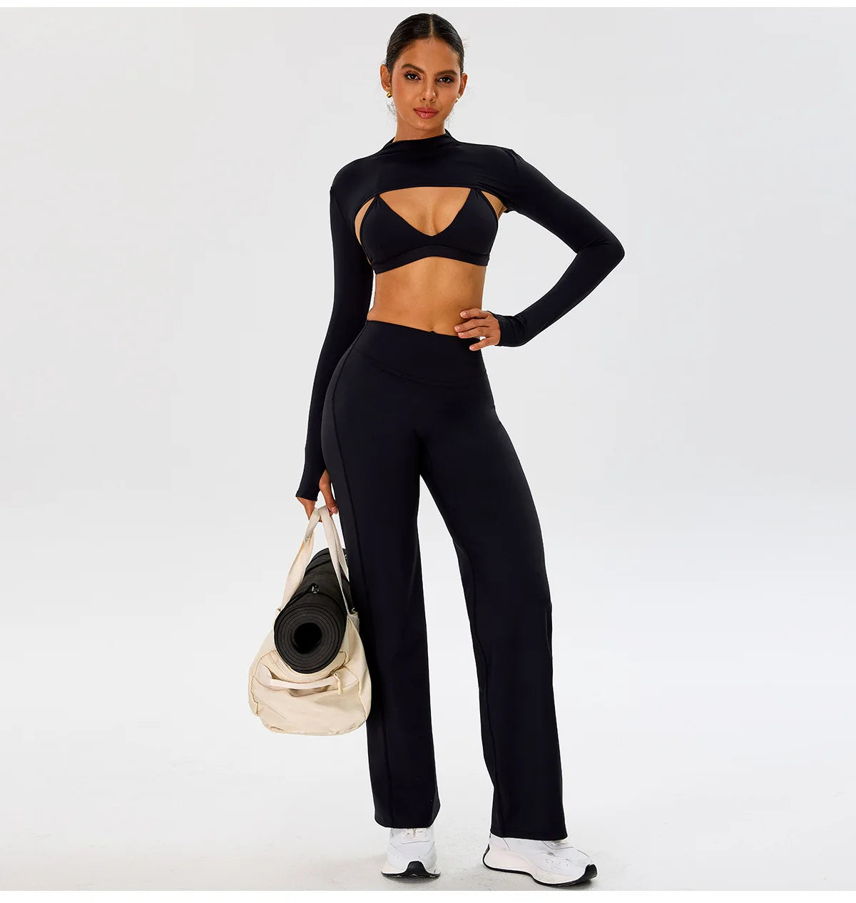 Women High Waist Wide Leg Pants Leggings Tights Fitness Bell-bottoms Yoga Elastic Leggings Push Up Gym Workout Flared Pants