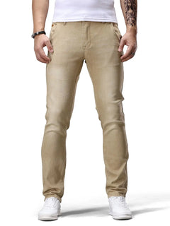 Men's Casual Jeans Vintage Straight Leg Elastic Slim Fit Autumn Winter Sweatpants Trousers Skinny Y2k Jeans Men's Cargo Pants