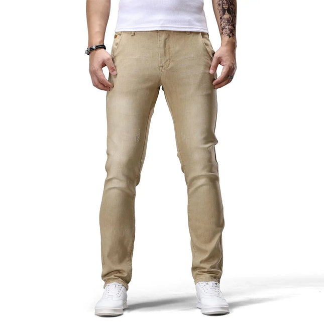Men's Casual Jeans Vintage Straight Leg Elastic Slim Fit Autumn Winter Sweatpants Trousers Skinny Y2k Jeans Men's Cargo Pants