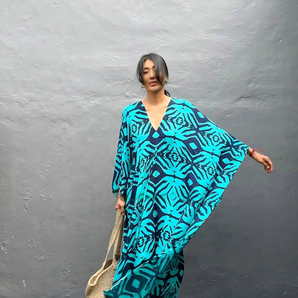 Abiti caftano da donna con scollo a V, costume da bagno estivo, copricostume caftano, abiti da spiaggia maxi taglie forti platinumshop