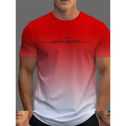 Men's Simple Fashion Striped Graphic T-shirt Summer Fashion Short Sleeve 3D Printed T-shirt Casual Oversized Crew Neck T-shirt