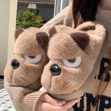 Pantofole da casa per cani simpatico cartone animato da donna Scarpe in cotone antiscivolo con suola spessa calda Donna Autunno Inverno Soffici pantofole in peluche confortevoli