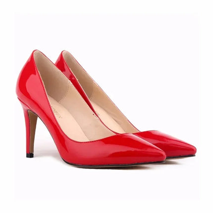 Décolleté da donna di grandi dimensioni Tacchi alti classici a punta Tacchi a spillo sexy da 9 cm Scarpe da festa di nozze rosse da donna eleganti e confortevoli platinumshop
