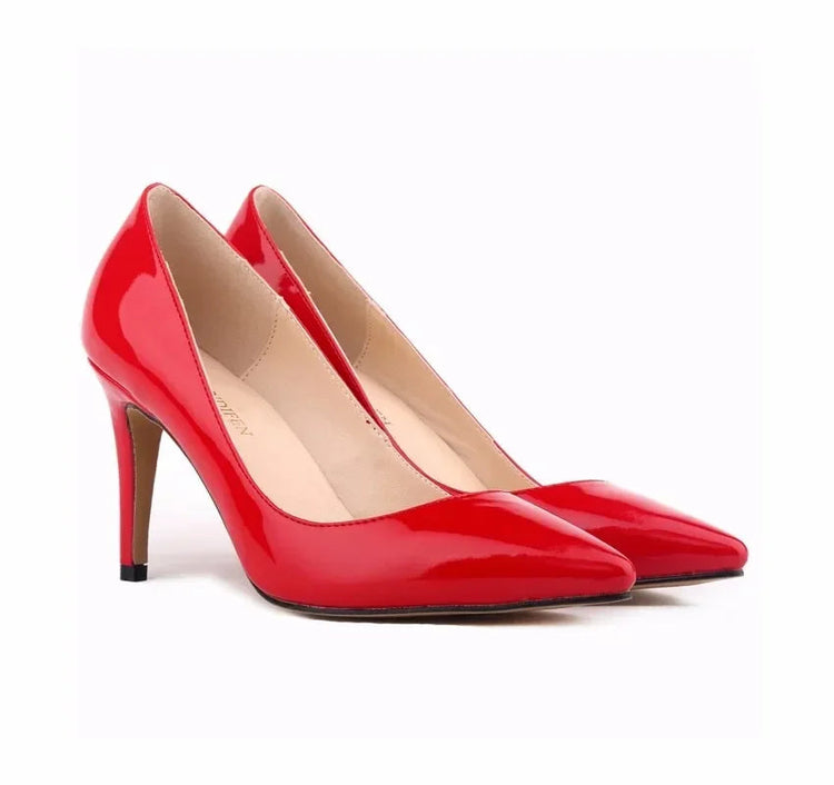 Décolleté da donna di grandi dimensioni Tacchi alti classici a punta Tacchi a spillo sexy da 9 cm Scarpe da festa di nozze rosse da donna eleganti e confortevoli platinumshop