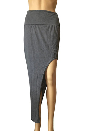 Gonne divise alla moda Gonne lunghe sexy da donna Gonna spaccata laterale aperta Gonna lunga a vita alta con spacco alto Nera