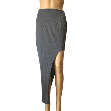 Modische geteilte Röcke Sexy lange Röcke für Damen Offener seitlicher Schlitzrock High-Waist-Rock mit hohem Schlitz Schwarz