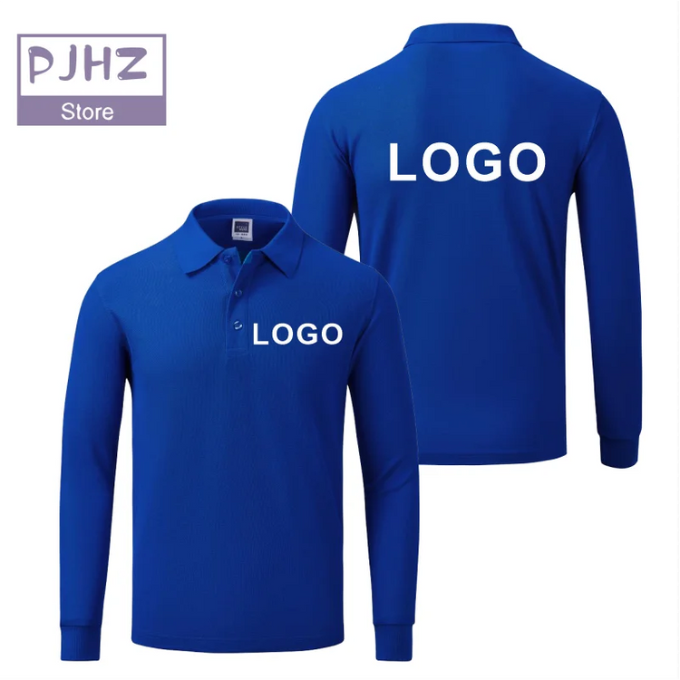 Polo a maniche lunghe in cotone traspirante Personal Company Group Design Logo personalizzato stampa ricamo Casual uomo e donna top