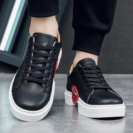 Hot Men's Casual Shoes Leather Sneakers Fashion White Black Male Vulcanized Shoes Non-slip Soft Men Shoes Lightweight Flat Shoe