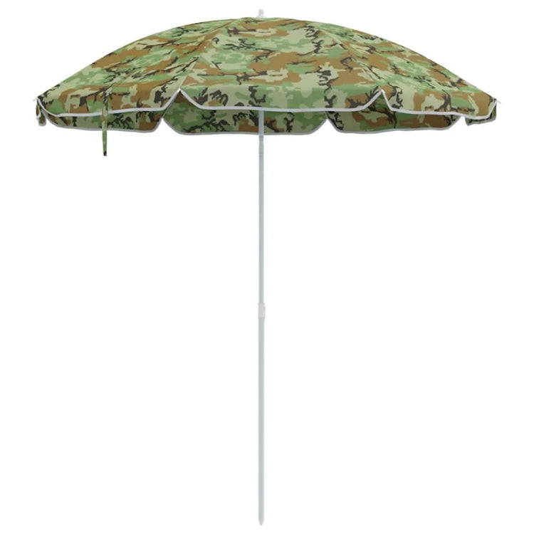 Ombrellone da spiaggia mimetico 263x263 cm, protezione UV, in metallo resistente, portatile, facile da montare, ideale per le attività all'aperto