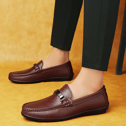 Eleganti Mocassini Estivi in Pelle per Uomo, Scarpe Casual alla Moda, Leggere e Antiscivolo, Slip-on, Scarpe da Passeggio Primaverili ed Estive