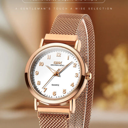OPK 8115 Orologio da donna Orologio da polso al quarzo originale alla moda semplice Cinturino in maglia di acciaio inossidabile Orologio impermeabile per donna Reloj platinumshop