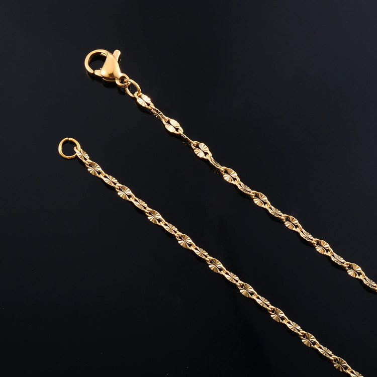 Yadreva Catena con labbra in rilievo Collana sottile in acciaio inossidabile da 2,5 mm Accessori per gioielli impermeabili con maglie fatte a mano PlatiNum