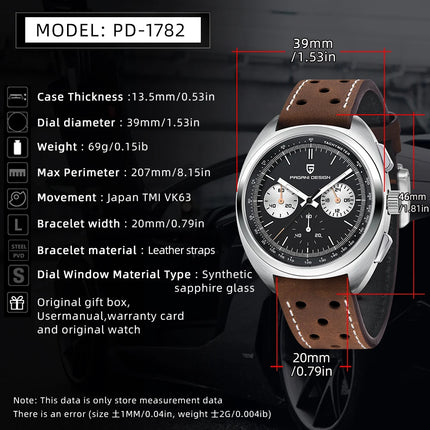PAGANI DESIGN Orologi da uomo Retro Panda Quadrante Orologio al quarzo da uomo Giappone VK63 Cronografo Vetro zaffiro Orologio da polso da uomo 2024 Nuovo
