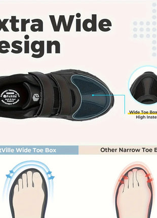 Scarpe da ginnastica FitVille da uomo a punta larga, basse, antiscivolo, leggere, per piedi gonfi, con supporto per l'arco plantare
