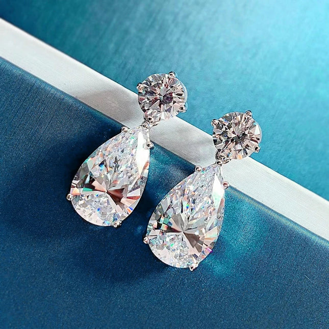 BXINY 19Carat All Moissanite Water Drop Earrings S925 Silver Pear Cut Diamond for Women Wedding Bride Gift Jewelry GRA Certified PlatiNum
