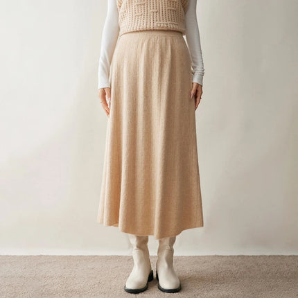 Choice New 100% Cashmere Skirt Women Long Skirt Autumn Winter Office Lady Soft Cashmere A Line Skirt Simple Grace Cashmere Dress PlatiNum