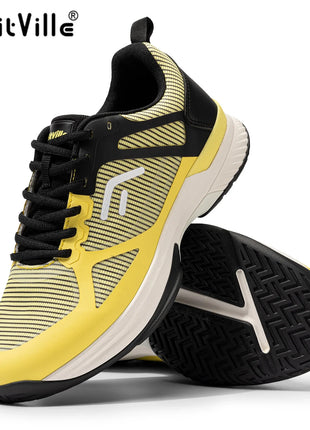 FitVille Scarpe da pickleball larghe da uomo Scarpe da tennis Scarpe da tennis da cancha intera con supporto per l'arco plantare Scarpe sportive leggere antiscivolo