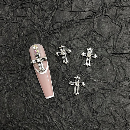 20PCS Alloy Dark Gothic Style Cross Skull Nail Art Decoration Punk Spider Web Coffin Nail Charm Accessories for DIY Crafts