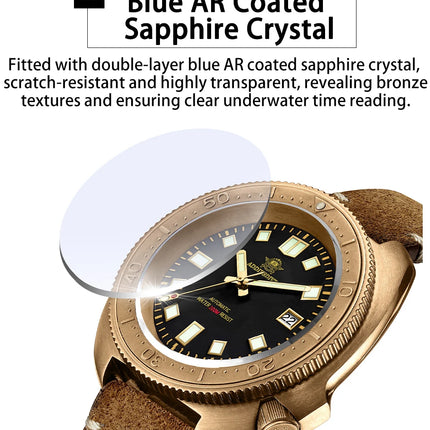 ADDIESDIVE CUSN8 Bronze Watch Men Automatic Wristwatch Calendar Sapphire Glass Luminous 20Bar Waterproof Diving Mechanical Watch