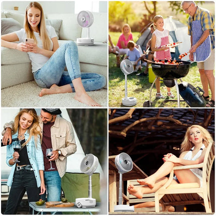 Nuovo ventilatore pieghevole da 20000 mAh con telecomando/luce/timer Ventilatore da campeggio oscillante staccabile a 9 velocità Ventilatore da campeggio portatile ricaricabile