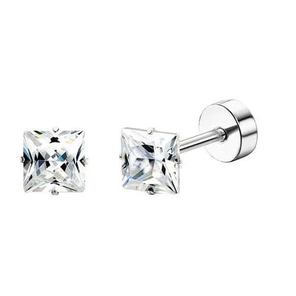 Florideco 1 paio di orecchini a bottone ipoallergenici con retro piatto per donna uomo orecchini a bottone per cartilagine in acciaio inossidabile chirurgico platinumshop