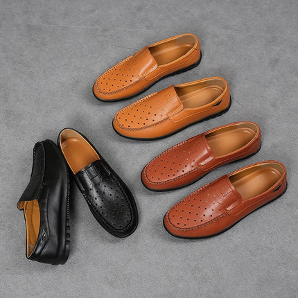 Scarpe Casual da Uomo in Vera Pelle di Lusso, Mocassini Estivi Cuciti a Mano, Traspiranti, Slip-on, Scarpe da Guida, Taglia Grande 47