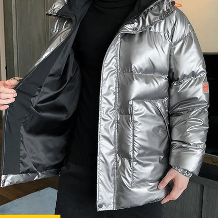 Autumn Winter Men's Cotton-padded Clothes Casual Winter Jacket Men's Thickened Thermal Glossy Jackets Large-size Men's Parkas