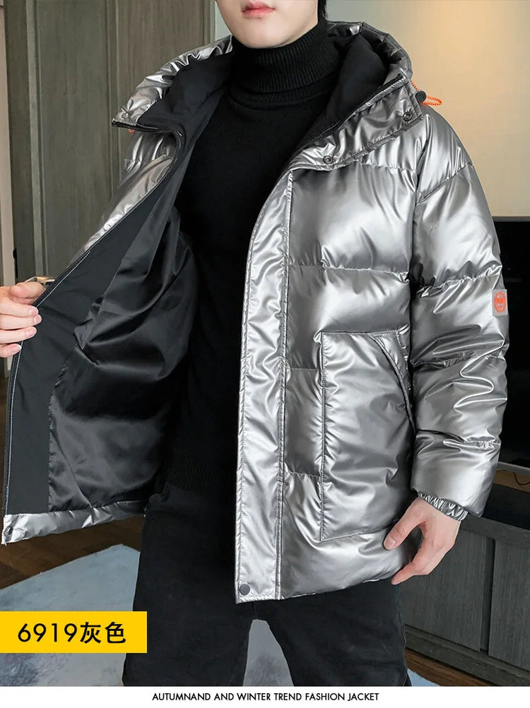Autumn Winter Men's Cotton-padded Clothes Casual Winter Jacket Men's Thickened Thermal Glossy Jackets Large-size Men's Parkas
