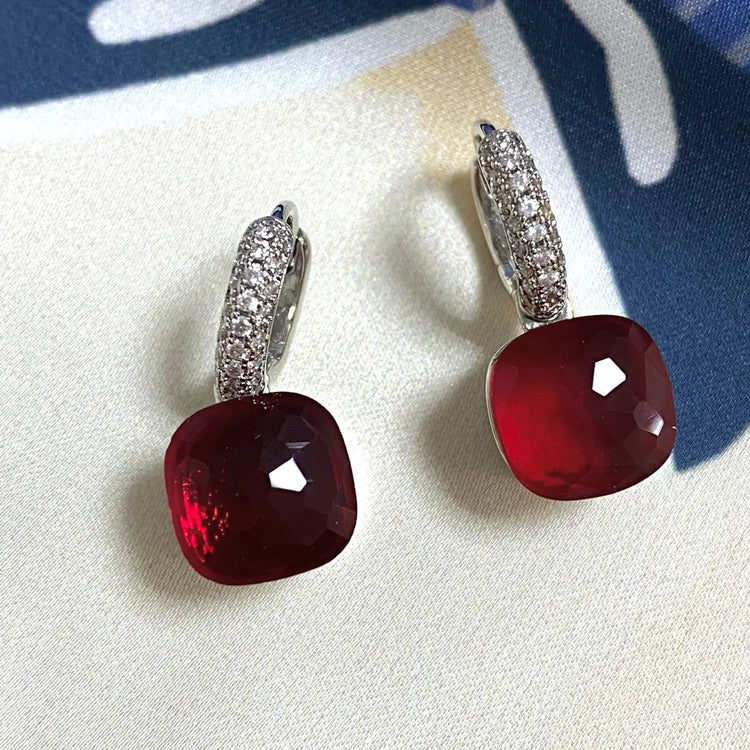 Classic Candy Color Earrings Inlay Transparent Zircon 27Colors Crystal Earrings Platinum Plated Fashion Jewelry For Women PlatiNum
