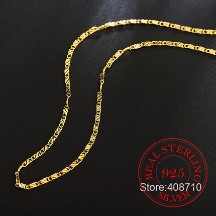 Real 925 Sterling Silver 16/18/20/22/24/26/28/30 Inch 2mm Gold Charm Figaro Chain Necklace For Women Man Wedding Fashion Jewelry PlatiNum