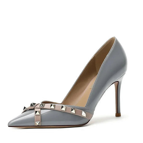 Nuovo 2025 Nail Head Tacchi alti Colore nudo Scarpe da lavoro professionali Donna Scarpe singole sexy Occasioni casual Materiale in micro fibra platinumshop