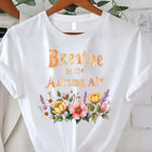 Comoda maglietta con stampa da donna Breathe in the Autumn Air T-shirt floreale da donna, stile stagione autunnale