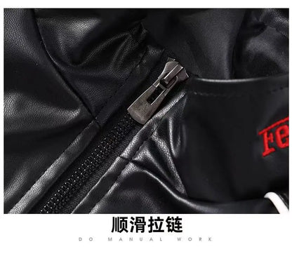 Giacca calda Ferrari F1 da uomo, look retrò motociclistico.