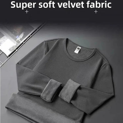 Thickened Fleece Men's T-shirt round Neck Base Shirt Autumn Clothes Winter Long Sleeve Breathable Casual Wear Chinese Origin PlatiNum