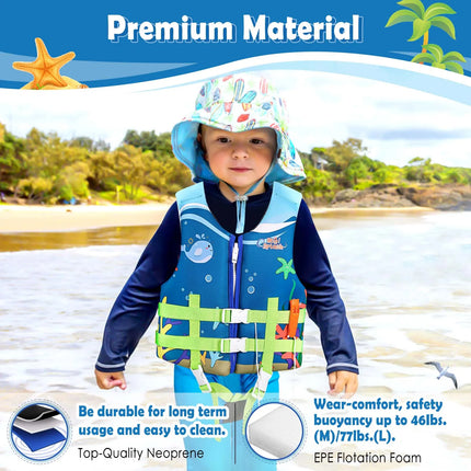 HeySplash Kids Swim Vest Float Jacket Swimming Pullover Swimsuit with Adjustable Strap Floating Vest for Toddlers