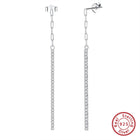 ORSA JEWELS 925 Silver Minimalism Dangle Long Chains Earrings for Women Vintage Cubic Zircon Drop Earings Jewelry Gifts SE111 PlatiNum