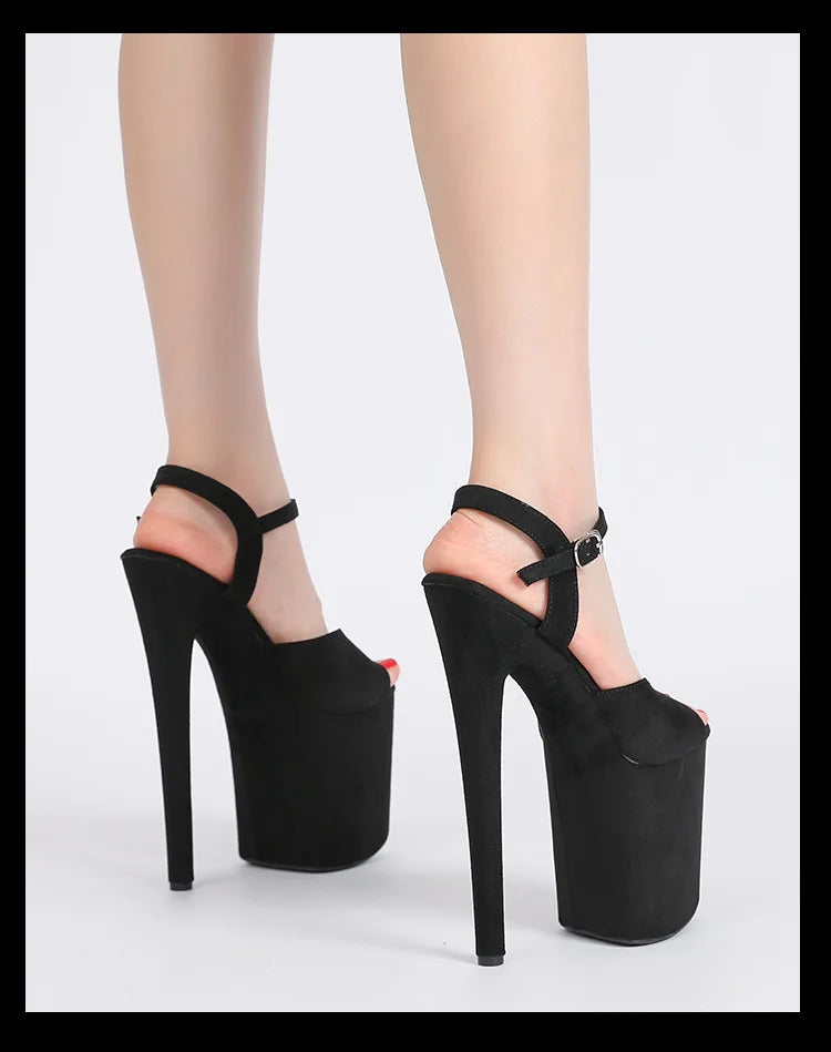 Purple Super High Heel Nightclub Stage Shoes Women 20CM Stiletto Suede Pole Dance Sandals Model Catwalk Show Summer High Heels