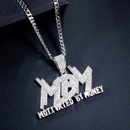 Hip Hop Ice Out Dollar Money Bag Necklace Shiny Cubic Zirconia Wallet Pendant for Men Women Hip Hop Rock Rap Cool Jewelry PlatiNum
