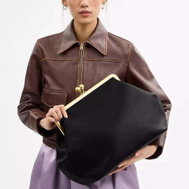 Classic Versatile Large Capacity Clip Bags For Women Luxury Designer Handbags Purses 2026 New In PU Lock Underarm Shoulder PlatiNum