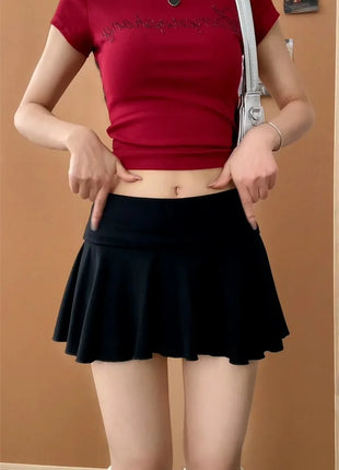 Minigonne Arricciate alla Moda con Vita Alta, Gonne Sportive Slim da Yoga per Donne, Abbigliamento Femminile Estivo Y2K Casual Anti-Esposizione