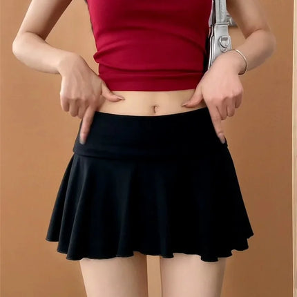 Minigonne Arricciate alla Moda con Vita Alta, Gonne Sportive Slim da Yoga per Donne, Abbigliamento Femminile Estivo Y2K Casual Anti-Esposizione