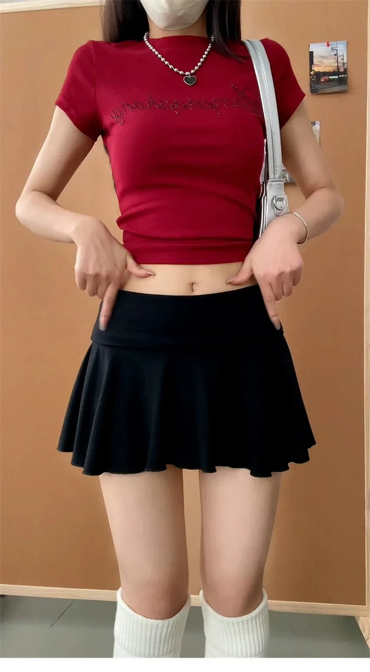 Minigonne Arricciate alla Moda con Vita Alta, Gonne Sportive Slim da Yoga per Donne, Abbigliamento Femminile Estivo Y2K Casual Anti-Esposizione