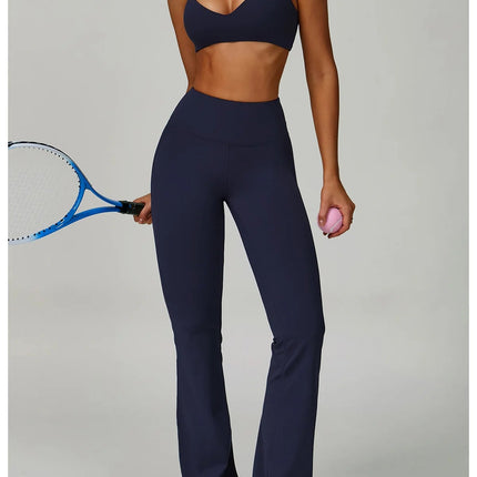 Flared Leggings Women's Wide-leg Pants High Waisted Hip lifting Yoga Pants Quick Drying Running Exercise Fitness Bell bottoms PlatiNum