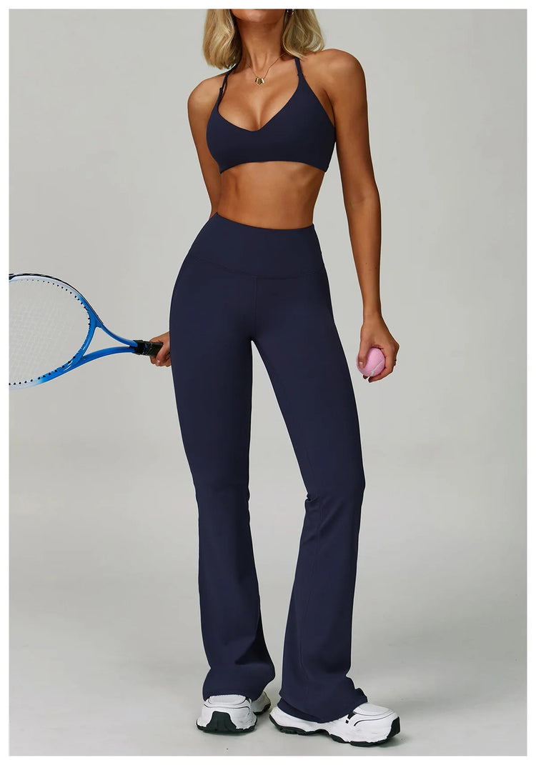 Flared Leggings Women's Wide-leg Pants High Waisted Hip lifting Yoga Pants Quick Drying Running Exercise Fitness Bell bottoms PlatiNum