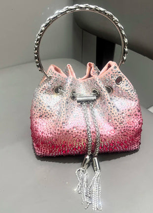 Handle Rhinestones Evening clutch Bag Purses and handbag luxury Designer shoulder bag Shiny Crystal Clutch purse bucket bag PlatiNum