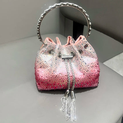 Handle Rhinestones Evening clutch Bag Purses and handbag luxury Designer shoulder bag Shiny Crystal Clutch purse bucket bag PlatiNum