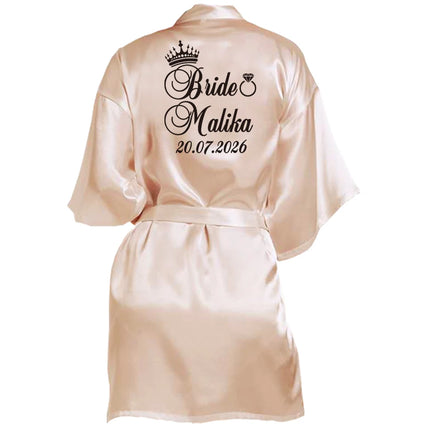 Nome personalizzato Data Accappatoio da sposa Abito da sposa in seta sintetica Sposa Damigella d'onore Abiti da sposa Donna Addio al nubilato